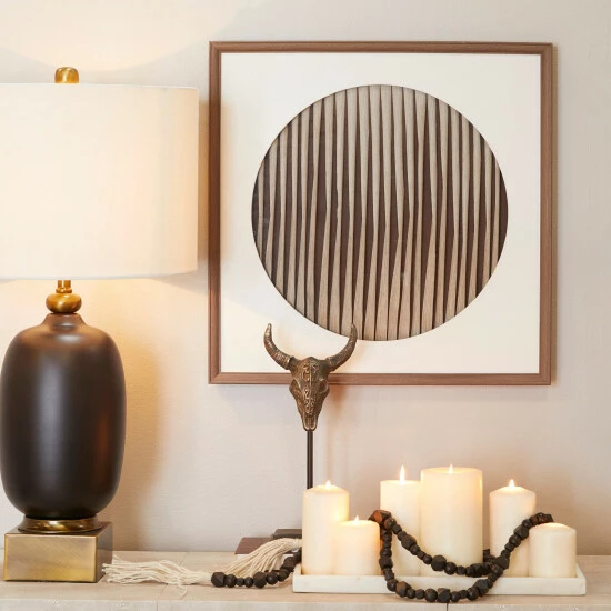 Coupon 🔔 Studio 350 Brown Wood Contemporary Abstract Shadow Box 👏 - Image 8