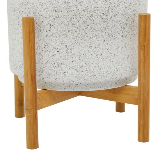 New 💯 Studio 350 Stoneware Contemporary Planter (Set Of 3) - S/3 12", 11", 10"H White ✨ - Image 5