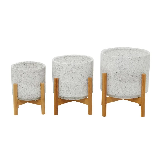 New 💯 Studio 350 Stoneware Contemporary Planter (Set Of 3) - S/3 12", 11", 10"H White ✨ - Image 7