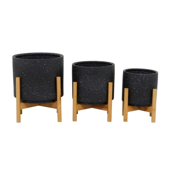 New 💯 Studio 350 Stoneware Contemporary Planter (Set Of 3) - S/3 12", 11", 10"H White ✨ - Image 8