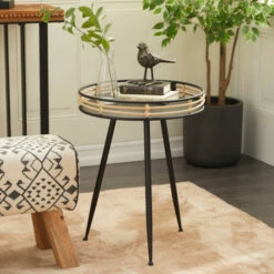 Outlet 🔥 Studio 350 Black Iron Modern Accent Table 24 X 18 X 19 - 18 X 19 X 24Round ⭐