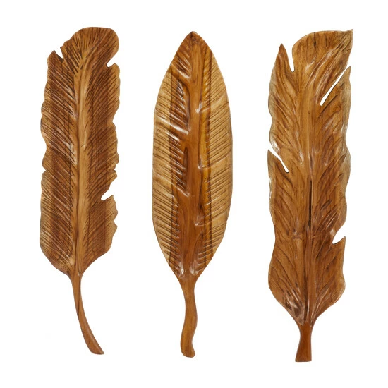 Flash Sale ✨ Studio 350 Brown Teak Wood Rustic Wall Decor (Set Of 3) - 7 X 2 X 27 😍 - Image 2