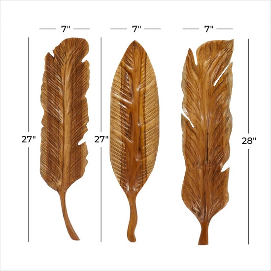 Flash Sale ✨ Studio 350 Brown Teak Wood Rustic Wall Decor (Set Of 3) - 7 X 2 X 27 😍 - Image 5