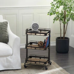 Buy 👍 Studio 350 Brown Iron Industrial Storage Cart 28 X 18 X 13 - 18 X 13 X 28 🎁