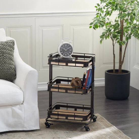 Buy ๐ Studio 350 Brown Iron Industrial Storage Cart 28 X 18 X 13 - 18 X 13 X 28 ๐