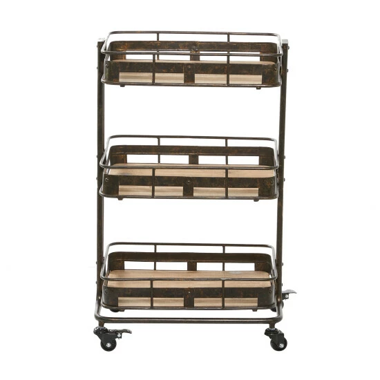 Buy ๐ Studio 350 Brown Iron Industrial Storage Cart 28 X 18 X 13 - 18 X 13 X 28 ๐ - Image 3