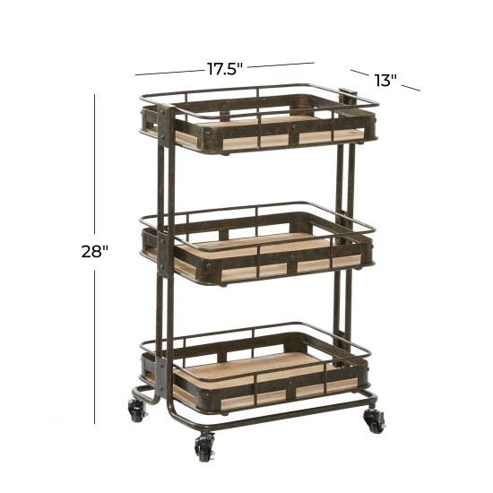Buy ๐ Studio 350 Brown Iron Industrial Storage Cart 28 X 18 X 13 - 18 X 13 X 28 ๐ - Image 6