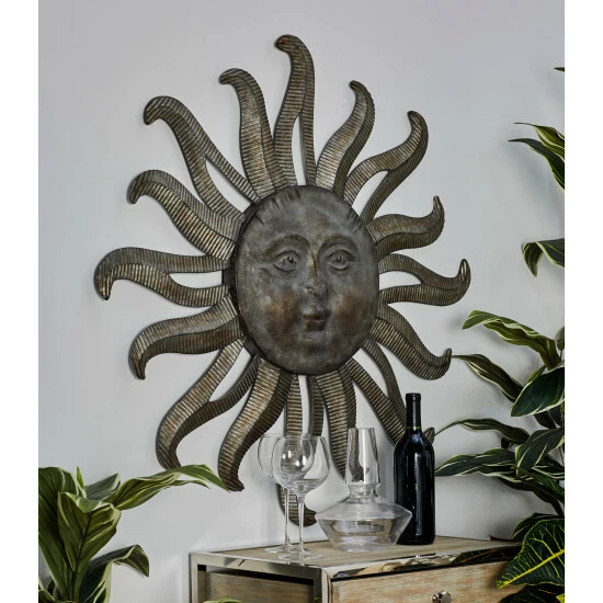 Coupon 🔔 Studio 350 Grey Iron Metal Rustic Eclectic Whimsical Sun Sculpture Wall Decor 36" 😀