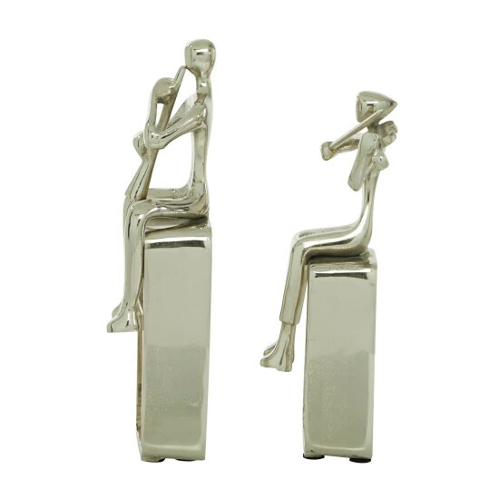 Outlet 💯 Studio 350 Silver Aluminum Modern Sculpture People (Set Of 2) 🎉 - Image 2