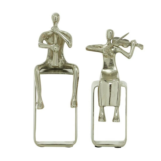 Outlet 💯 Studio 350 Silver Aluminum Modern Sculpture People (Set Of 2) 🎉 - Image 3