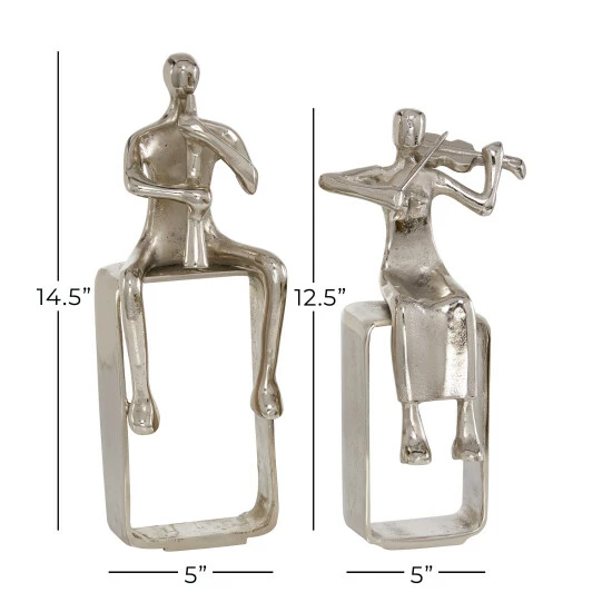 Outlet 💯 Studio 350 Silver Aluminum Modern Sculpture People (Set Of 2) 🎉 - Image 7