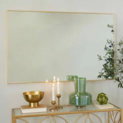 Budget 😀 Studio 350 Gold Metal Glam Rectangle Wall Mirror 👏