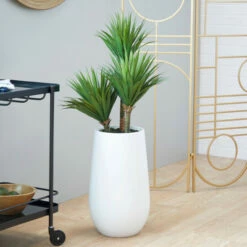 Top 10 ✔️ Studio 350 Contemporary Faux Dracanae Potted Plant In White Fiberglass Planter - 20"L X 21"W X 42"H 🧨