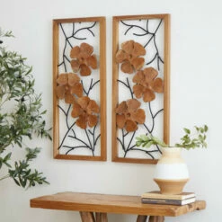 Best reviews of ๐ Studio 350 Rust Teak Wood Contemporary Wall Decor (Set Of 2) ๐ฅฐ