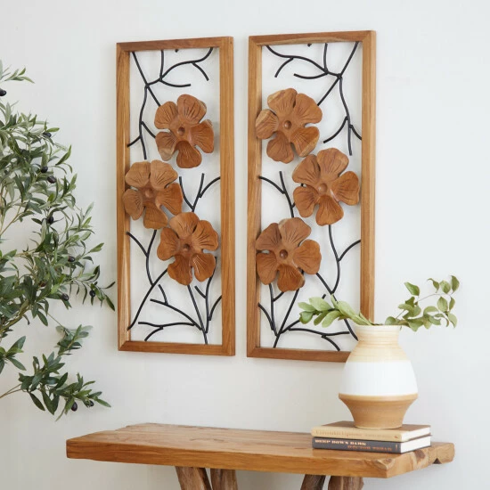 Best reviews of 🛒 Studio 350 Rust Teak Wood Contemporary Wall Decor (Set Of 2) 🥰