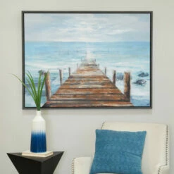 Buy ✔️ Studio 350 Blue Wood Nautical Framed Beach Wall Art ✔️