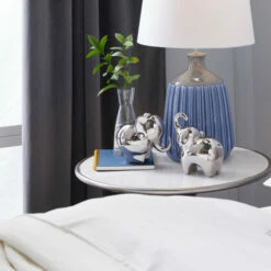 Outlet 👍 Studio 350 Porcelain Contemporary Sculpture Elephant (Set Of 2) - S/2 6", 7"H Silver 🤩