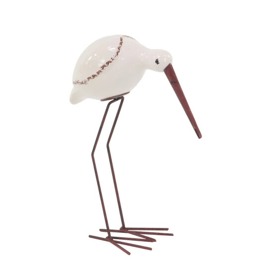 Outlet ⭐ Studio 350 3-piece Coastal White Ceramic And Iron Flamingo Sculptures - S/3 10", 12", 14"H ✔️ - Image 3