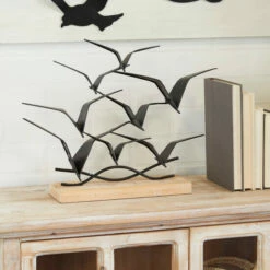 Buy ⌛ Studio 350 Black Metal Coastal Birds Sculpture - 14 X 19 X 4 ❤️