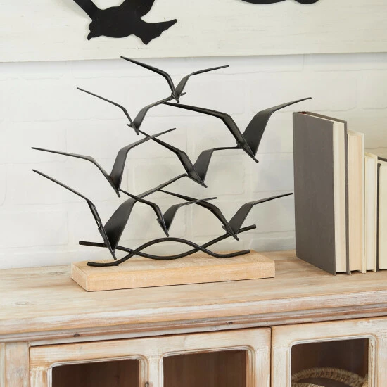 Buy ⌛ Studio 350 Black Metal Coastal Birds Sculpture - 14 X 19 X 4 ❤️