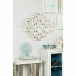 Promo 👏 Studio 350 White Albizia Wood Coastal Wall Decor Fish 26 X 37 X 5 ✔️