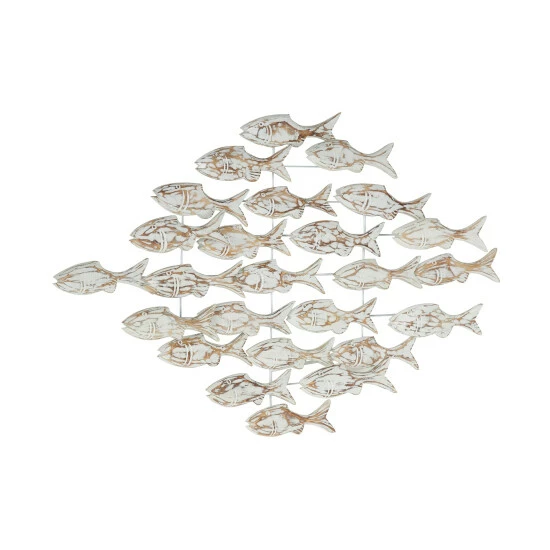 Promo 👏 Studio 350 White Albizia Wood Coastal Wall Decor Fish 26 X 37 X 5 ✔️ - Image 2