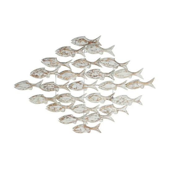 Promo 👏 Studio 350 White Albizia Wood Coastal Wall Decor Fish 26 X 37 X 5 ✔️ - Image 3