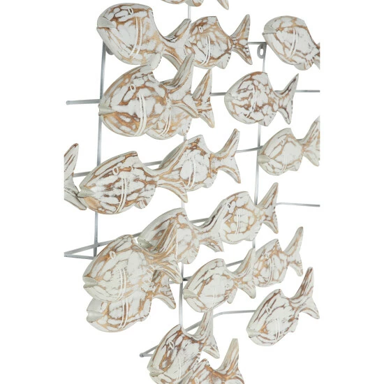 Promo 👏 Studio 350 White Albizia Wood Coastal Wall Decor Fish 26 X 37 X 5 ✔️ - Image 4