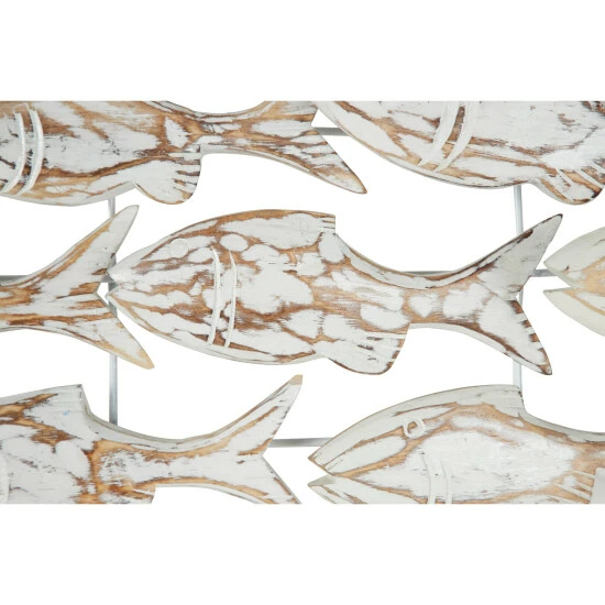 Promo 👏 Studio 350 White Albizia Wood Coastal Wall Decor Fish 26 X 37 X 5 ✔️ - Image 5