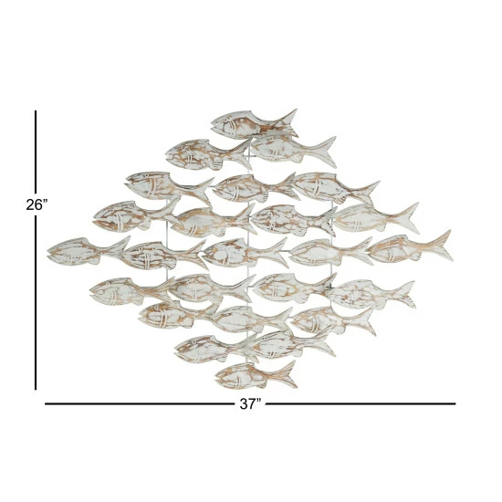 Promo 👏 Studio 350 White Albizia Wood Coastal Wall Decor Fish 26 X 37 X 5 ✔️ - Image 7