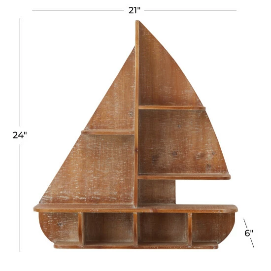 Cheapest 🔥 Studio 350 Brown Wood Nautical Wall Shelf - 23.65x20.85x5.95 ✨ - Image 5
