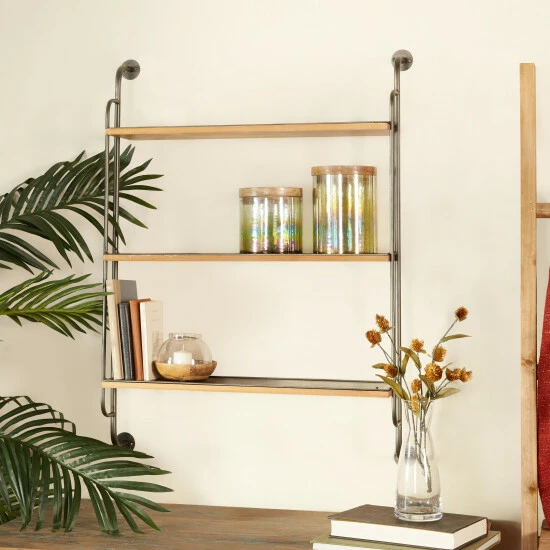 Best reviews of ⌛ Studio 350 Brown Iron Industrial Wall Shelf - 25 X 7 X 33 👍