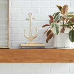 Best Pirce 🤩 Studio 350 Teak Wood Coastal Sculpture Anchor 12 X 6 X 4 - 6 X 4 X 12 White 😍