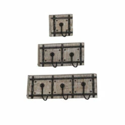 Wholesale ⌛ Studio 350 Mango Wood And Iron Framed Wall Hooks (Set Of 3) ⌛