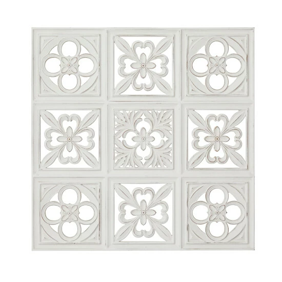 New 😉 Studio 350 White Wood Traditional Floral Wall Decor 👍 - Image 2