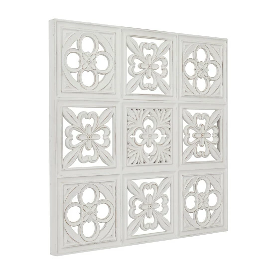 New 😉 Studio 350 White Wood Traditional Floral Wall Decor 👍 - Image 3