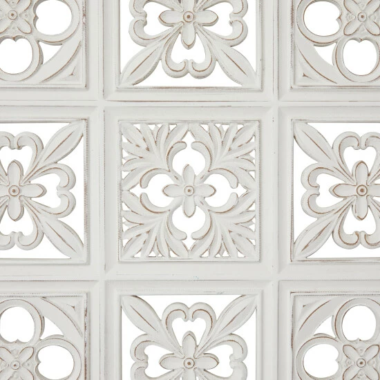 New 😉 Studio 350 White Wood Traditional Floral Wall Decor 👍 - Image 4