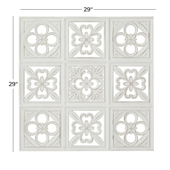 New 😉 Studio 350 White Wood Traditional Floral Wall Decor 👍 - Image 5