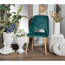 Brand new 🌟 Modern Wood And Fabric Cushioned Dining Chair By Studio 350 Green 🌟