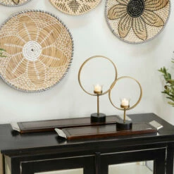 Hot Sale 👍 Studio 350 Brown Wood Coastal Tray ( Set Of 2) - S/2 27", 23"W Brown/gold ⭐