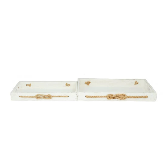 Best deal ๐คฉ Studio 350 Wood Coastal Trays (Set Of 2) - S/2 19", 16"W White โ - Image 6