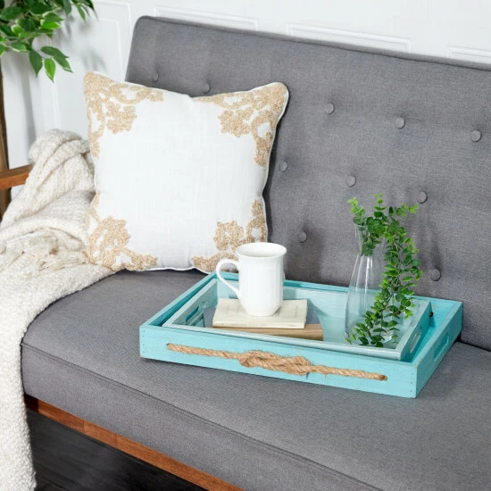 Best deal ๐คฉ Studio 350 Wood Coastal Trays (Set Of 2) - S/2 19", 16"W White โ - Image 8