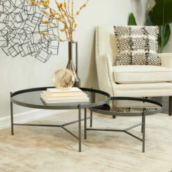 Best Pirce 😍 Studio 350 Black Metal Industrial Accent Table ( Set Of 2) - S/2 32", 24"W 🔥