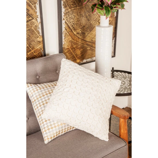 Promo 🌟 Studio 350 Modern 17 X 17 Inch Square Smocking Work Pillow Grey 😉 - Image 4