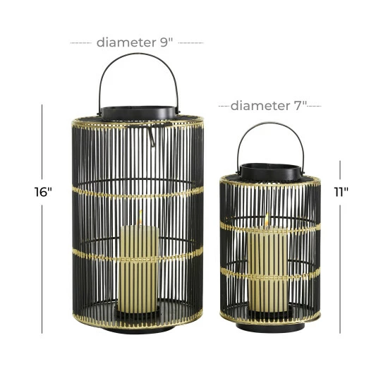 Cheap ๐งจ Studio 350 Set Of 2 Black Metal Contemporary Lantern - S/2 11", 16"H ๐ - Image 5