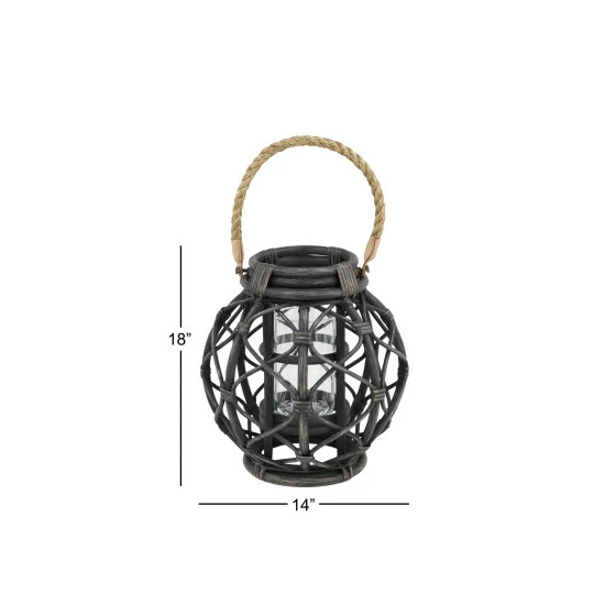 Wholesale ❤️ Studio 350 Black Rattan Coastal Lantern 12 X 12 X 12 - 12 X 12 X 12Round 🔥 - Image 6