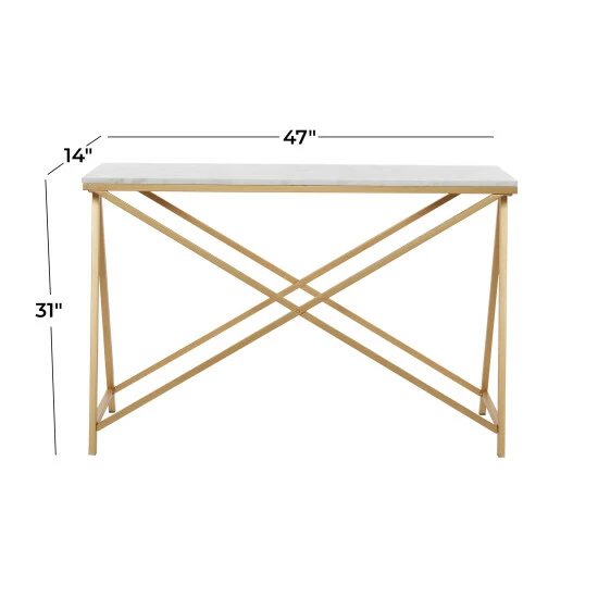 Budget 🔔 Studio 350 White Iron Contemporary Console Tablev - 47 X 14 X 31 🎁 - Image 7