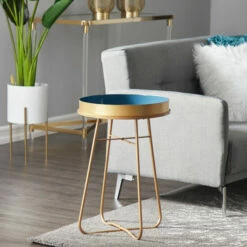 Cheapest 🎁 Studio 350 Blue Iron Contemporary Accent Table 24 X 16 X 16 - 16 X 16 X 24Round 🔔