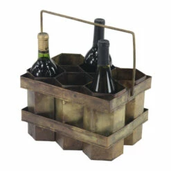 Budget 👍 Studio 350 Brass Metal Rustic Wine Holder, 7" X 11" X 8" 🔥