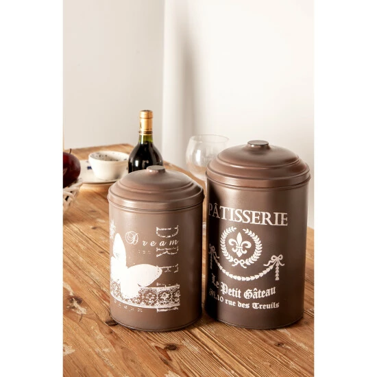 Wholesale 🛒 Studio 350 Grey Tin Vintage Decorative Jar (Set Of 3) - 6 X 6 X 11 ⭐